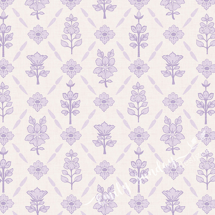 Vintage Floral Argyle White peel and stick wallpaper pattern swatch